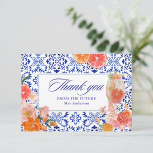 Cartão De Agradecimento Amor à primeira spritz laranja chá de noiva