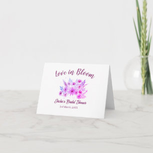 Cartão De Agradecimento amor boho rosa em flor nome chá de noiva retrô