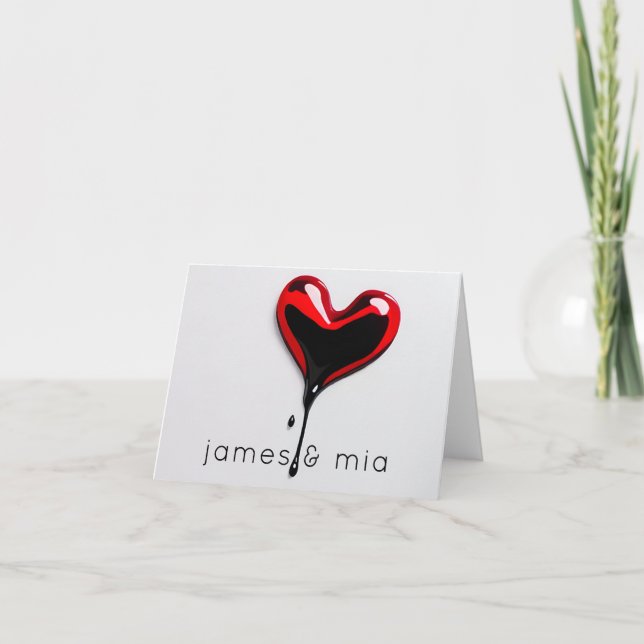 Cartão De Agradecimento amor, coração monograma, simples, mínimo moderno (Frente)