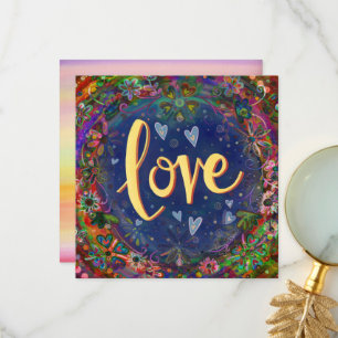 Cartão De Agradecimento Amor Corações Bonito Flores Inspiracionais