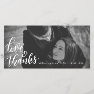 Cartão De Agradecimento Amor da tipografia do casamento e foto do casal