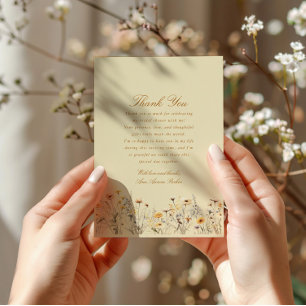 Cartão De Agradecimento Amor de Flor Silvestre em Flor no Chá de Noiva