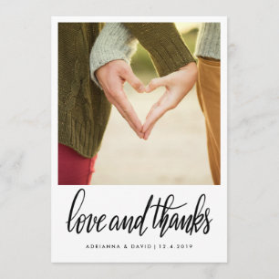 Cartão De Agradecimento Amor do casamento da foto do casal e roteiro dos