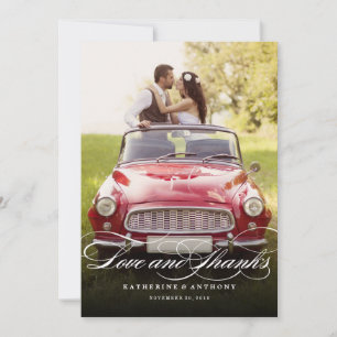 Cartão De Agradecimento Amor e casamento chique da foto do roteiro