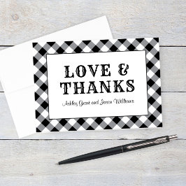 Cartão De Agradecimento Amor e Gratidão Black Gingham Churrasco Casamento