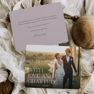 Cartão De Agradecimento Amor e gratidão   Flat de Foto de Casamento Horizo