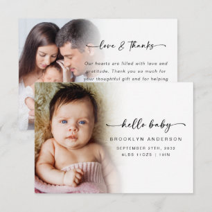 Cartão De Agradecimento Amor e Gratidão Sobreposição de Foto Olá Bebê