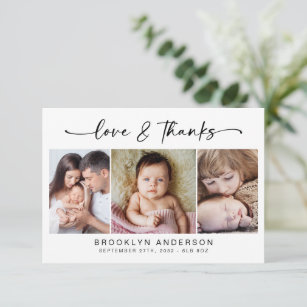 Cartão De Agradecimento Amor e Obrigados   3 Foto Nova Bebê Moderna