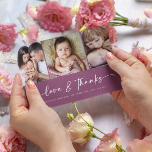Cartão De Agradecimento Amor e Obrigados   3 Foto Nova Bebê Moderna