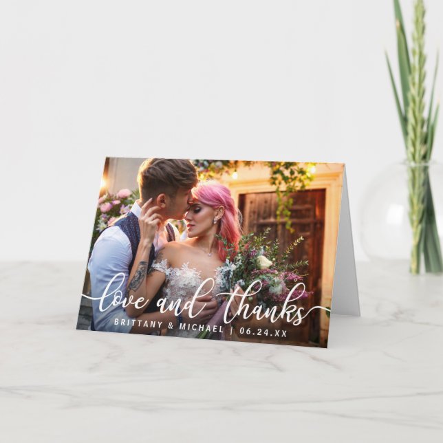 Cartão De Agradecimento Amor e Obrigados | Casamento Moderno Obrigado Foto (Frente)