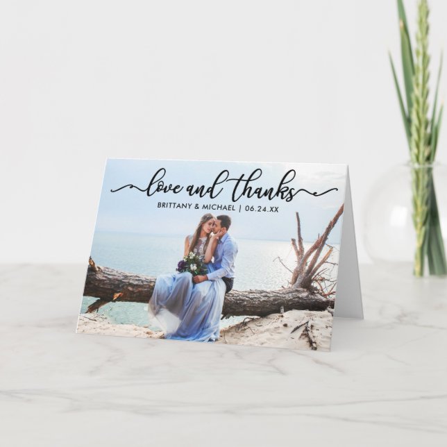 Cartão De Agradecimento Amor e Obrigados da Caligrafia Moderna Dobram (Frente)