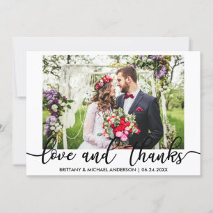 Cartão De Agradecimento Amor e obrigados da foto do casamento dos noivos