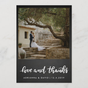 Cartão De Agradecimento Amor E Obrigados De Casamento Chalkboard   Foto