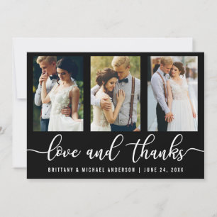 Cartão De Agradecimento Amor e Obrigados de Casamento de Fotos Moderno 3