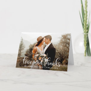 Cartão De Agradecimento Amor e Obrigados de Casamento de Script Moderno Do