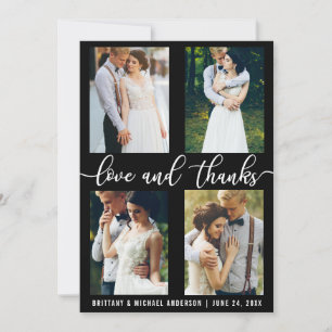 Cartão De Agradecimento Amor e Obrigados de Casamento Fotográfico Moderno