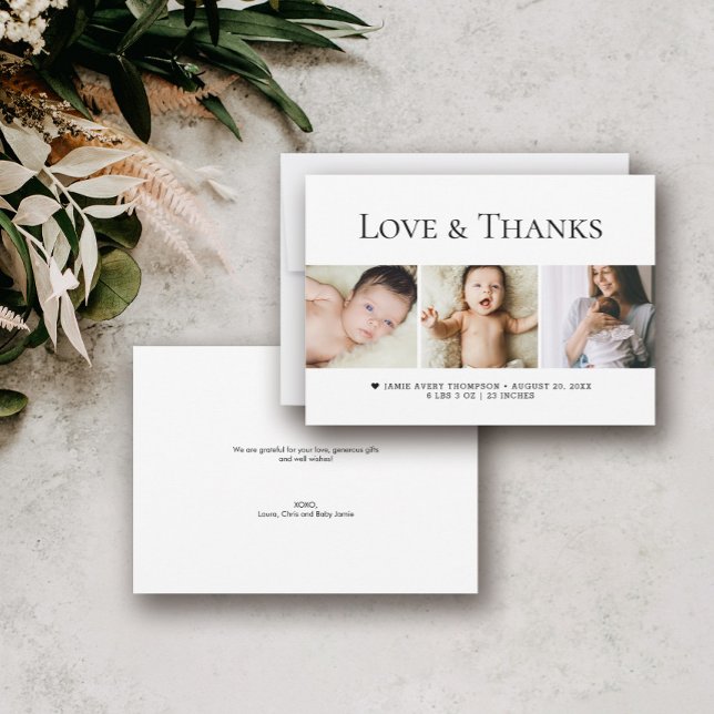 Cartão De Agradecimento Amor e Obrigados Fotos para bebês Nascimento mínim (Love and thanks baby photos birth announcement shower thank you cards.)