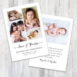 Cartão De Agradecimento Amor e Obrigados Moderno Quatro Fotografias Novo B
