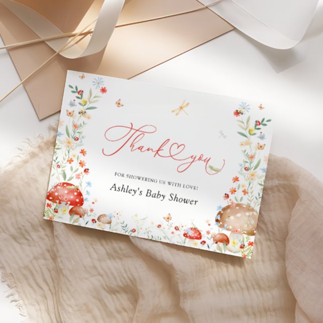 Cartão De Agradecimento Amor Inseto Wildflower Chá de fraldas Obrigado (Criador carregado)