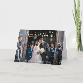 Cartão De Agradecimento Amor Moderno e Obrigado Foto Casamento Simples