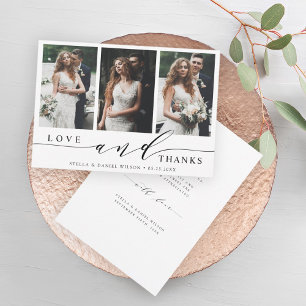 Cartão De Agradecimento Amor Moderno e Obrigados 3 Casamento Fotográfico