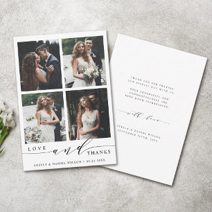 Cartão De Agradecimento Amor Moderno e Obrigados 4 Casamento Fotográfico