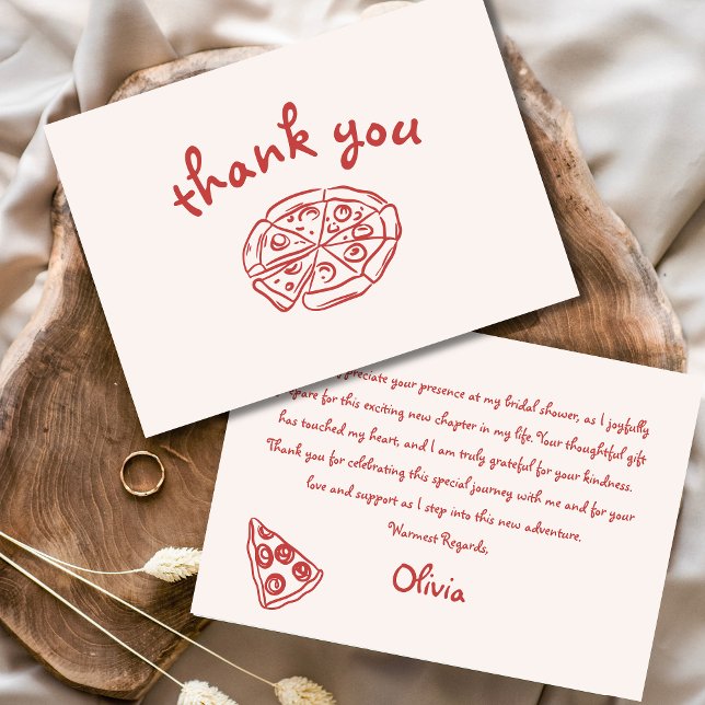 Cartão De Agradecimento Amor & Pizza Italiano Desenho à Mão Vermelho Chá d (Criador carregado)
