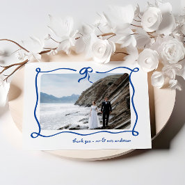 Cartão De Agradecimento Amour | Arco Francês Azul e Casamento de Foto