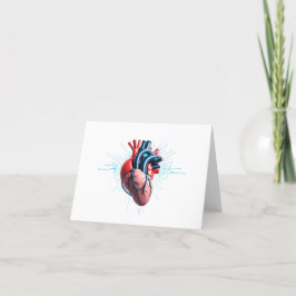 Cartão De Agradecimento Anatomical Heart with EKG – Medical Art Design