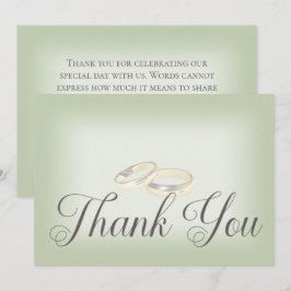 Cartão De Agradecimento Anéis de Casamento Dourado no Casamento Sage