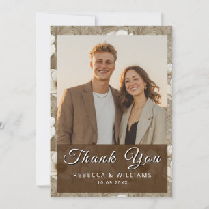 Cartão De Agradecimento Anêmonas Champanhe Vintage Flor Seaside Casamento