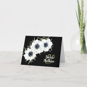 Cartão De Agradecimento Anemone Floral Watercolor Casamento Obrigado