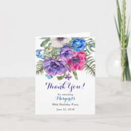 Cartão De Agradecimento Anemone Flower Floral 80 Aniversário Obrigado