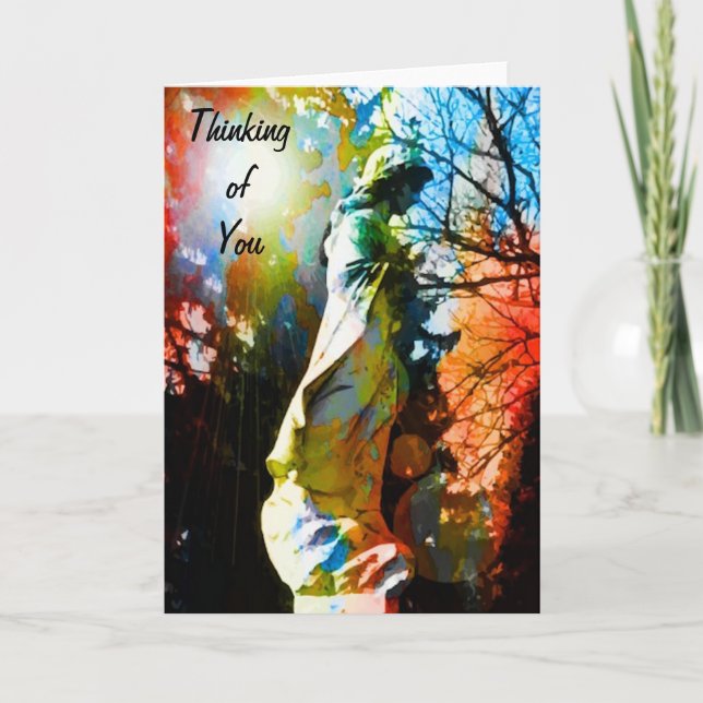 Cartão De Agradecimento Angel Statue Pensando em você (Frente)