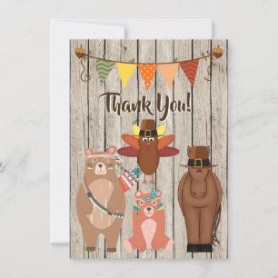 Cartão De Agradecimento Animais Bons, Peregrinos Índios, Bandido de Ação d