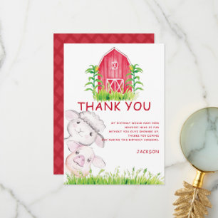 Cartão De Agradecimento Animais Da Fazenda De Aquarela