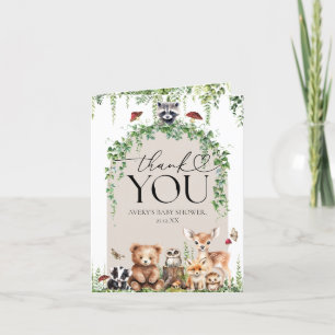 Cartão De Agradecimento Animais da Floresta, Chá de fraldas de Cogumelo