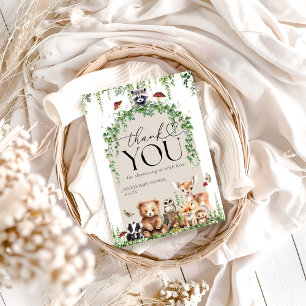 Cartão De Agradecimento Animais da Floresta, Chá de fraldas de Cogumelo