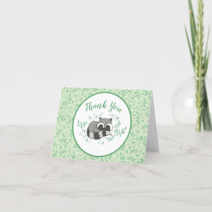 Cartão De Agradecimento Animais da Floresta Chá de fraldas Raccoon
