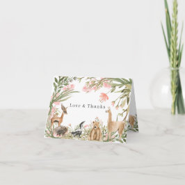 Cartão De Agradecimento Animais da Floresta | Floral de Primavera Doce Obr