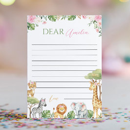 Cartão De Agradecimento Animais da Selva Cápsula do Tempo Nota Carta de Me