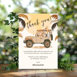 Cartão De Agradecimento Animais da Selva Safari de Aniversário