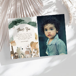 Cartão De Agradecimento Animais de Aquarela Festa de Aniversário Fotográfi