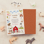 Cartão De Agradecimento Animais de Criação Festa de aniversário de Barnyar<br><div class="desc">Um obrigado que você faz para combinar com a nossa coleção de Festas de aniversário de Barnyard de Animais de Fazenda. Este design apresenta um cheio de imagens charmosas de animais fazendas. Há dois porcos pequenos, uma família de patos, vacas, coelhos coelhos coelhos, um cavalo e um burro, cabras, algumas...</div>