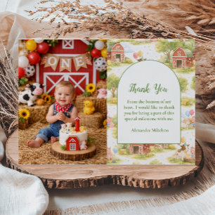 Cartão De Agradecimento Animais de Fazenda em Pastel Fotográfico Aniversár