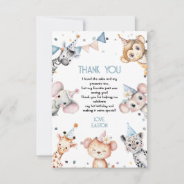 Cartão De Agradecimento Animais de festa bonitinho safari festa de anivers