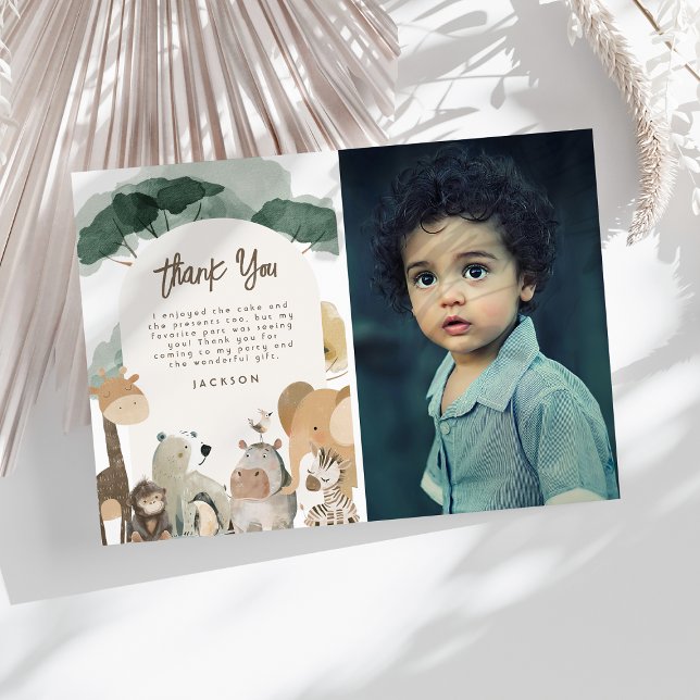 Cartão De Agradecimento Animais de festa em aquarela Foto Festa de Anivers (Criador carregado)