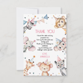 Cartão De Agradecimento Animais de festa festa de aniversário de safari