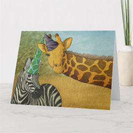 Cartão De Agradecimento Animais de festa: Girafa/Cartão zebra 8,5"x11"