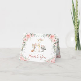 Cartão De Agradecimento Animais De Floresta Whimsical Molhos Blush Bebê Fl